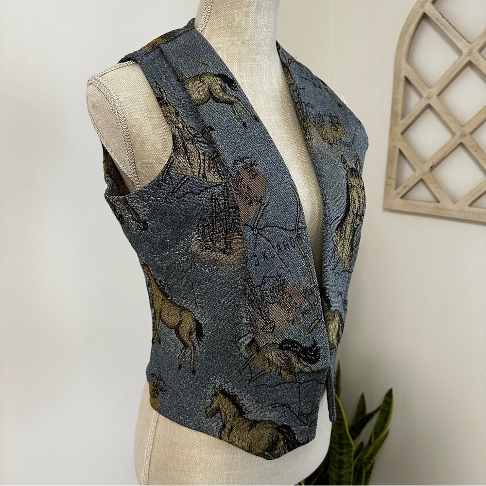 Vintage Southwest Canyon Tapestry Vest Horses Western Equestrian Women’s Medium